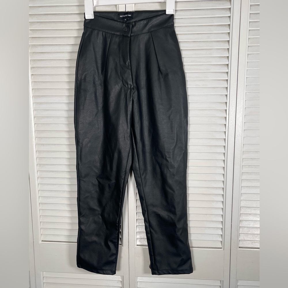 NWT. PLT Black Faux Leather Slim Trousers | Petite Size 2 | Sleek & Chic.‎